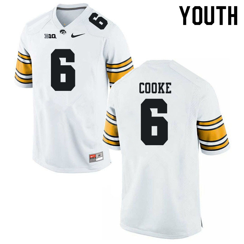 Youth #6 Gavin Cooke Iowa Hawkeyes College Football Jerseys Sale-White - Click Image to Close